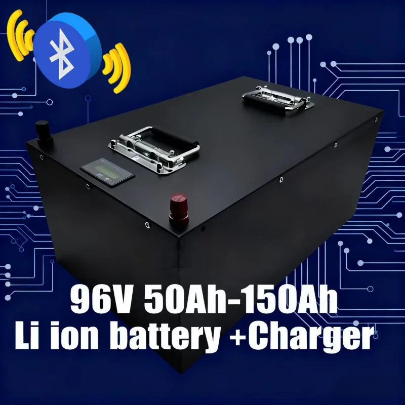 

Литий-ионная батарея 96 В, 50 Ач-150 Ач с Bluetooth BMS 26S, литиевая аккумуляторная батарея большой емкости для четырехколесных колес 3000 Вт, 5000 Вт, 9000 Вт