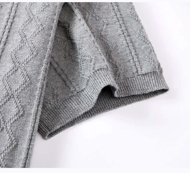 Luxuriöses, gestricktes 100% Baumwoll-Poloshirt für Herren, kurzärmelig, neu, Jacquard, weich, atmungsaktiv, modisch, hochwertig, einfarbig, lässiges T-Shirt. – Detail 15