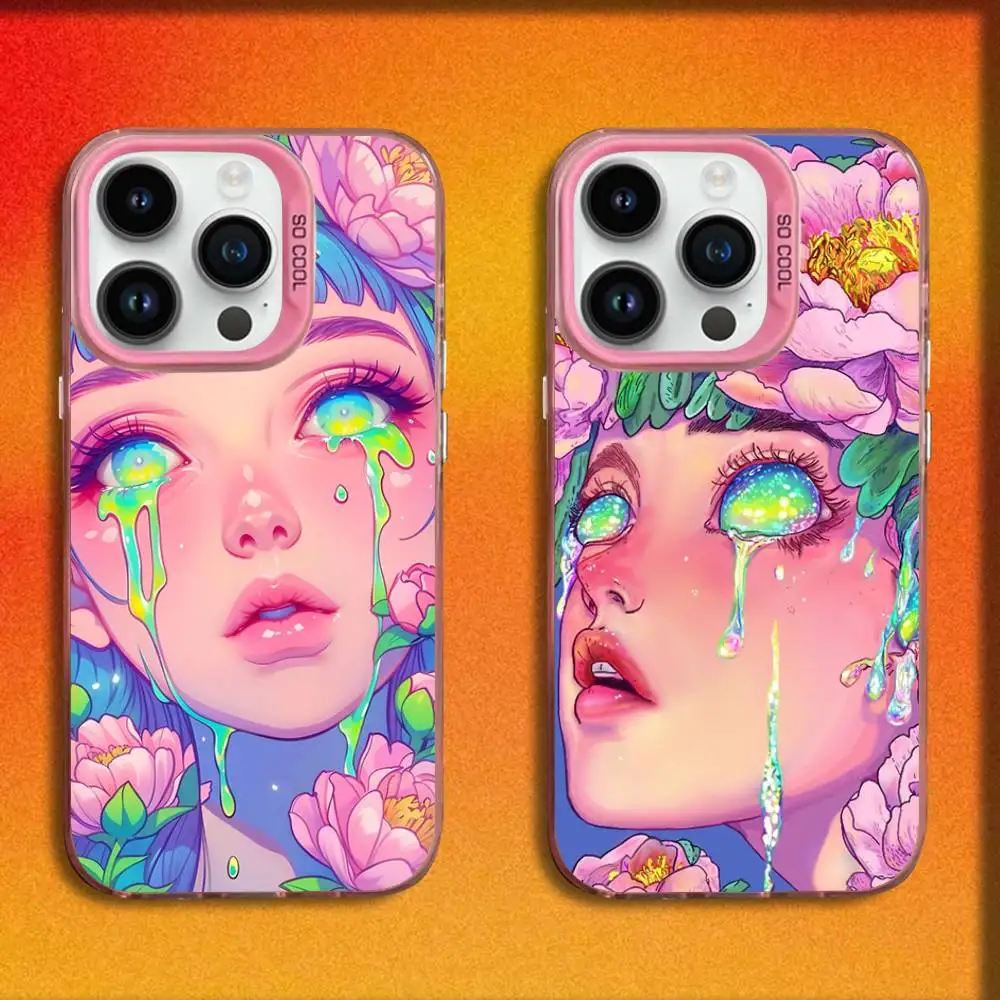 

Eyes Tears Aesthetic Art Phone Case For iPhone 17,16,15,14,13,12,11,Pro,Max,Plus,E,SE4,Air,Mini Pink IMD Box