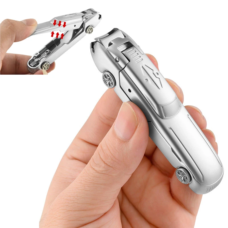 Car-Shaped No Splash Nail Clipper Stainless Steel Fingernail Cutter for Thick Hard Toenails with Glass File Manicure Tool