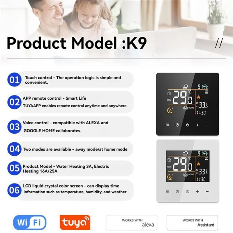 JABS-Water Gas Boiler 3A Wifi Smart Thermostat Tuya Temperature Controller For Google Home Alexa Home Automation