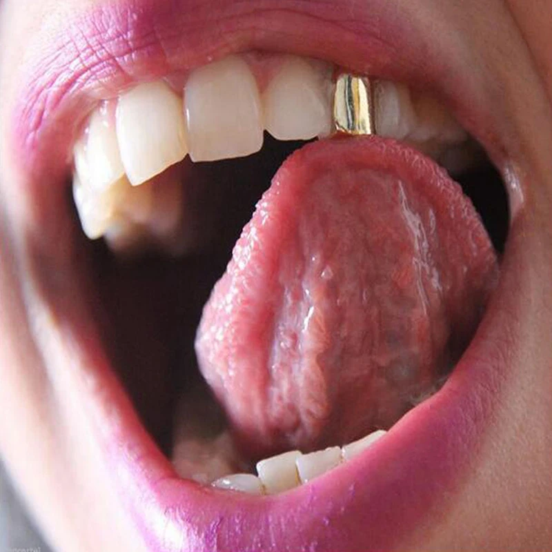 Hip Hop Single Tooth Grillz Plated Silver Teeth Cap Rapper Dental Grills Mouth Cosplay Jewelry Halloween Party Decoration