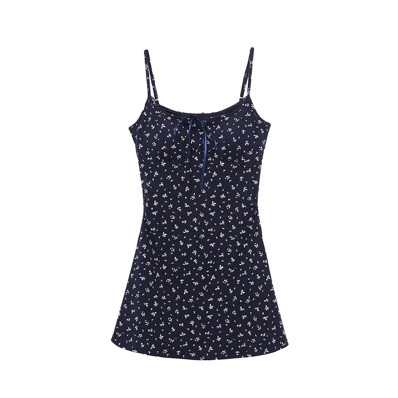 Sinônimonal de verão com almofada no peito, brisa suave, vestido com suspensório floral