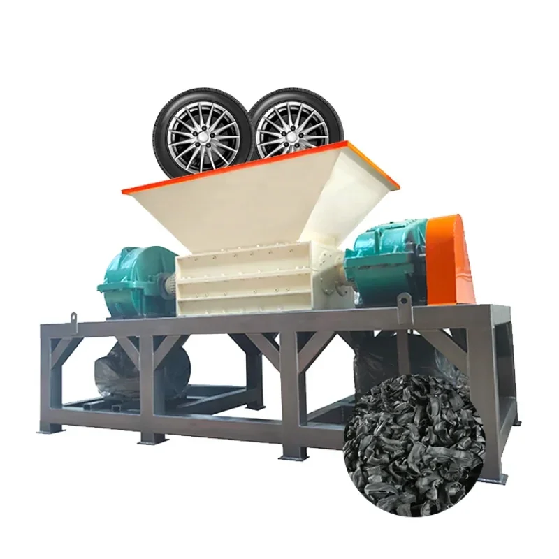 Rubber scrap Double Shaft shredder machine Automatic Car Tire Recycling Machine