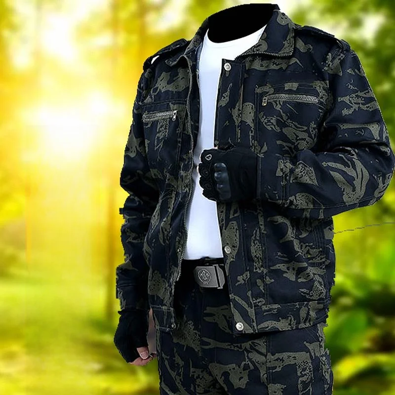 Men's Work Uniform Set Camouflage Work Clothes Wear Resistant Top And Bottoms Construction Worker Protective Clothing Spring