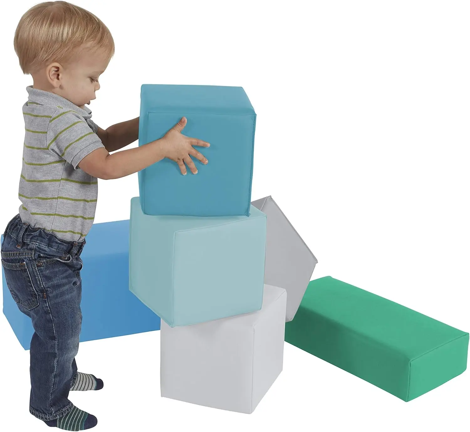 SoftScape Stack-a-Block Big Foam Construction Bausteine, Soft-Spielset für Kleinkinder und Kinder (6-teiliges Set)