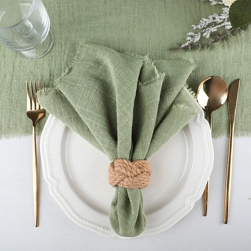 

50 шт. 32x32 см марлевая хлопчатобумажная салфетка многоразовое чайное полотенце Свадебная вечеринка Рождественский декор стола ретро салфетка с заусенцами оптом