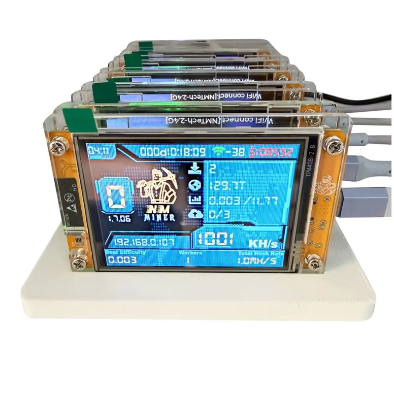 6X 1000KH/S Nmminer Nerdminer+6 Slots Base Upgraded Harshrate Bitcoin Crypto Solo Miner 2.8 Inch Smart Display Home BTC