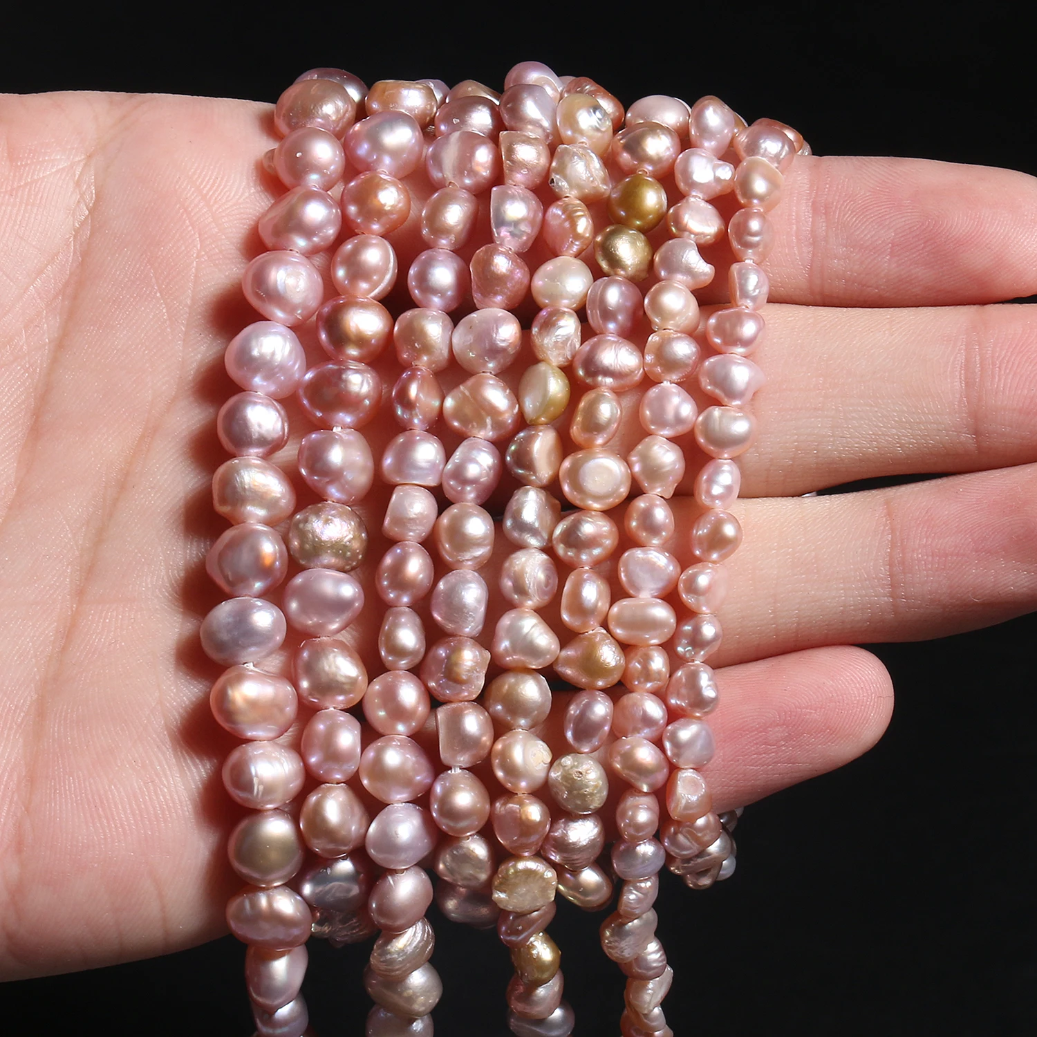 Purple Pearl Strand Necklace Women 4-8mm Chain Wedding Jewelry for Bride Bridemaid Fashion Accessories for Graduate Elegant Lady