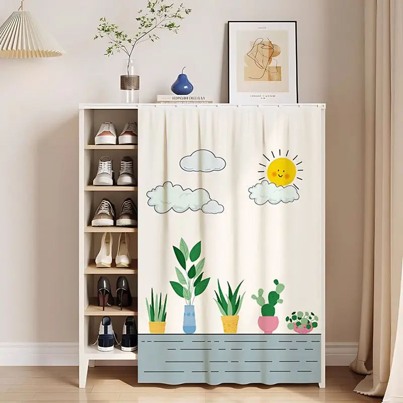 VIKAMA Party Animal Confetti Bear Shoe Cabinet Cover Curtain No-Drill Hook-and-Loop Dust Cover Cupboard Storage Decor