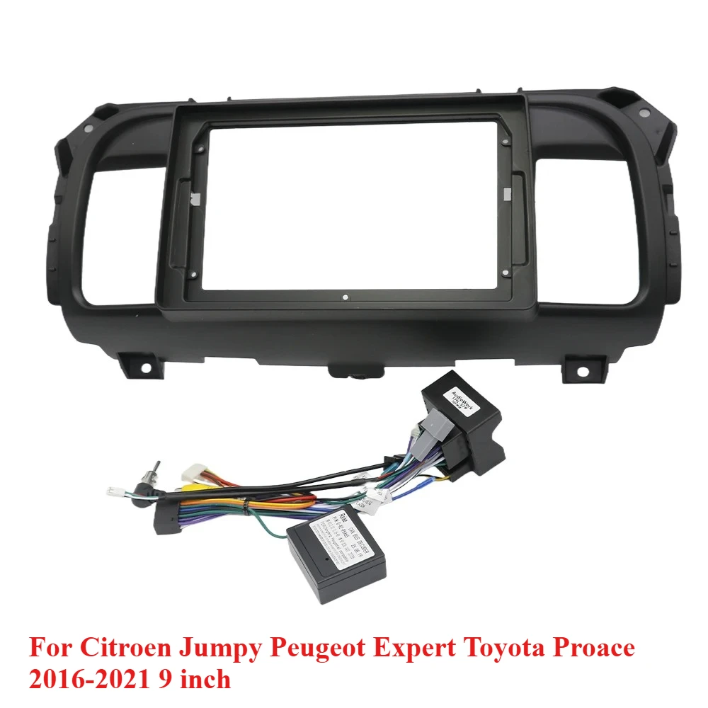 Marco de Radio de coche para Citroen Jumpy Peugeot Expert Toyota Proace 2016-2021 9 pulgadas 2DIN Panel estéreo arnés cable de alimentación Canbus