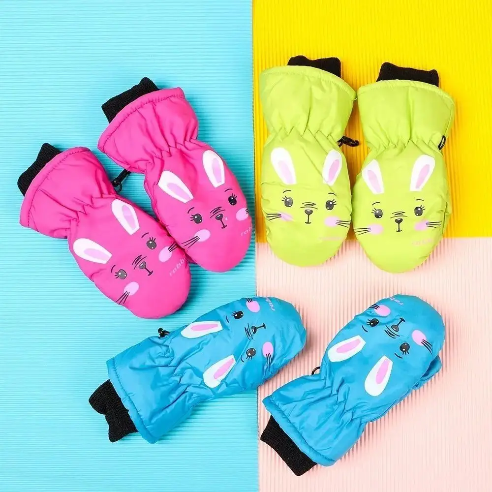 Aged 0 To 5 Years Winter Ski Gloves Kids Windproof Waterproof Cartoon Rabbit Mittens Cute Cartoon Rabbit Sports Mittens Cycling