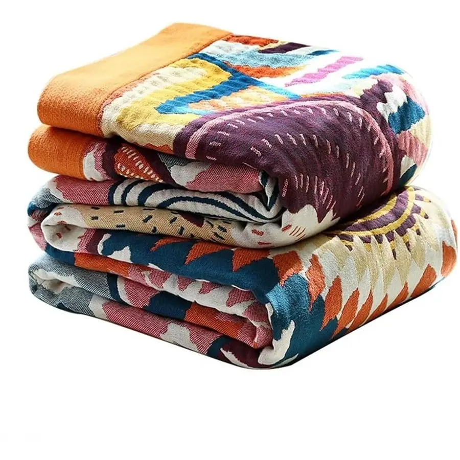 

Boho Throw Blanket for Bed Couch, 100 Cotton Fall Throw Blanket, Bohemian Rustic Quilt 60x80, Ultra Soft Mexican Blankets Travel