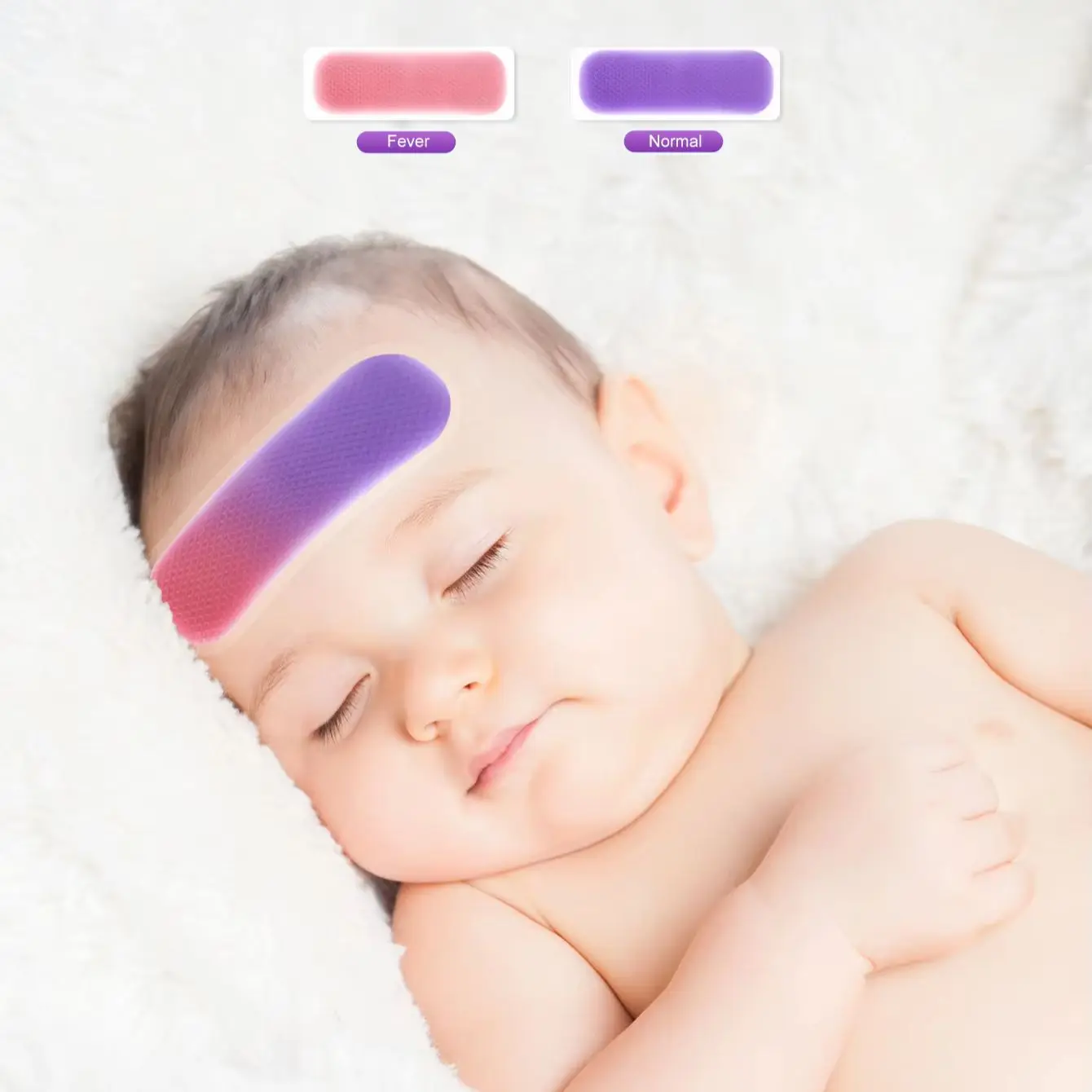 Cofoe Baby Cooling Fever Patch Heat Color Changing Summer Ice Gel Pad Long Lasting 8h Relieve Fever Medical Cold Compress