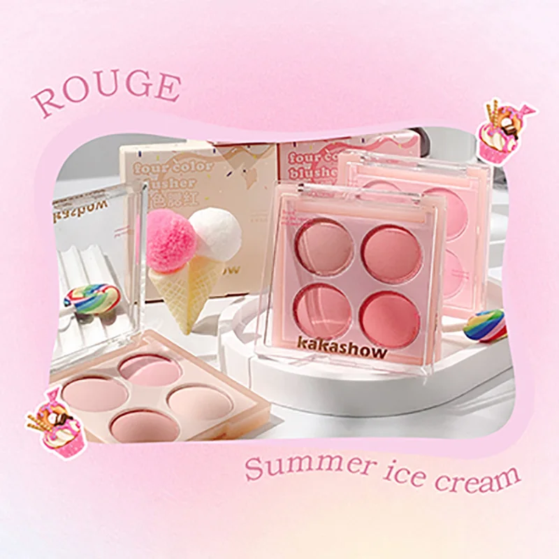 Summer Ice Ream Sweet Cute Blusher Palette Natural Matte Rubor Girls Strawberry Milk Blush Contour Pallet Korean Dupes Makeup