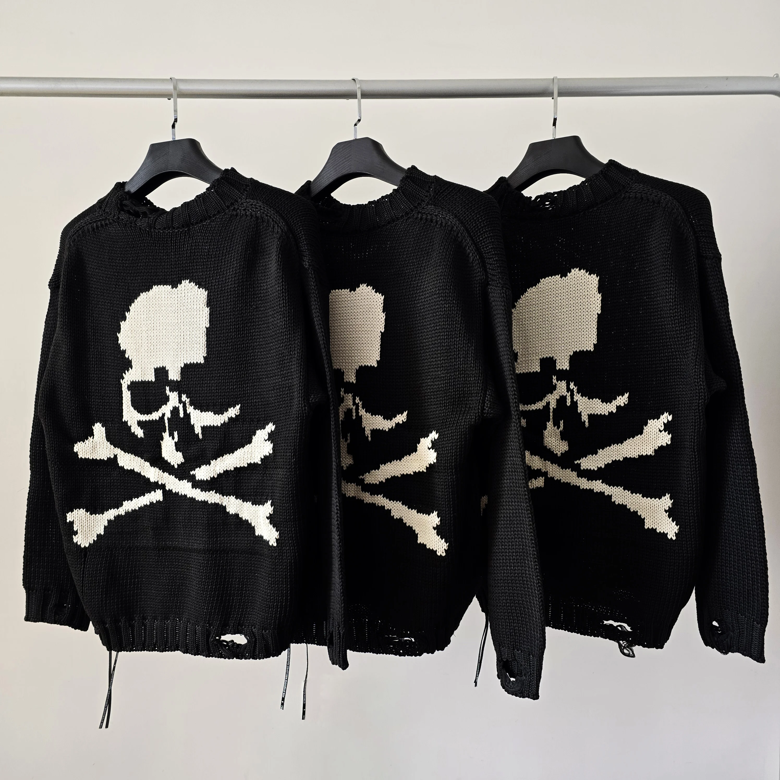 

MMJ Thi Knitted Loose Sweatirt ex Autumn Winter Faion Street Sle Skull Print Crew Ne Pullover Hoodie for Couples