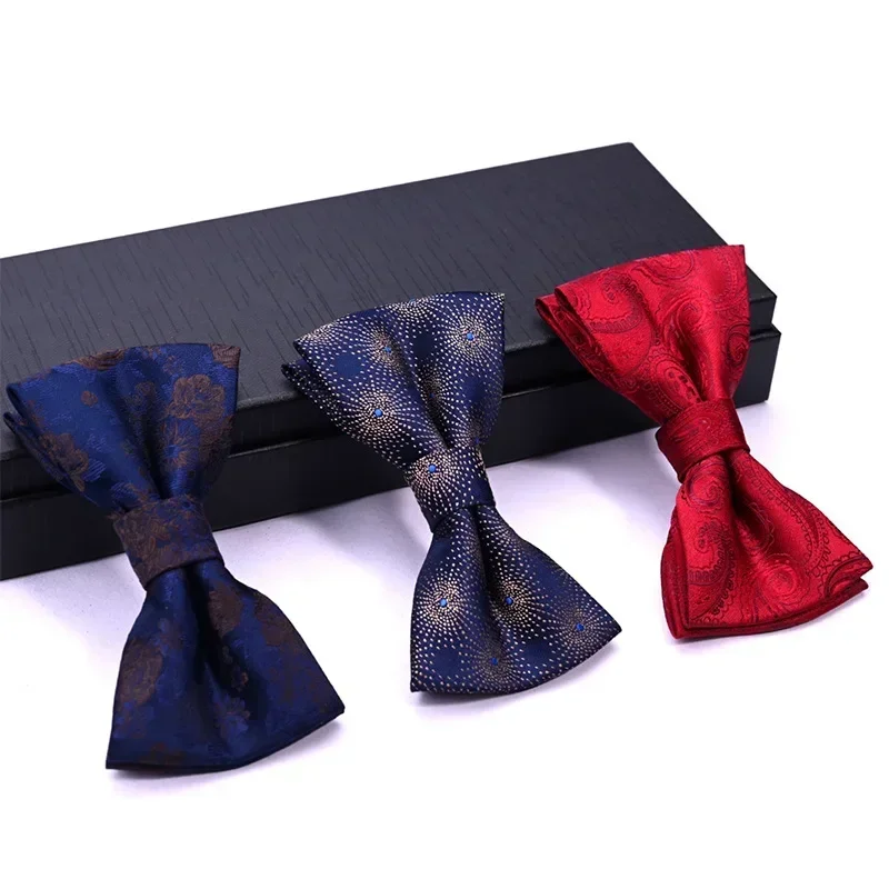 New thread cashew flower firework floral bow tie Men's jacquard yarn-dyed silk mulberry good silk bow tie