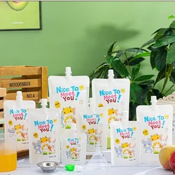 200ml  Baby Food Pouches Baby Feeder Fruit Puree Squeeze Station PP Food Dispenser With Food Preservation Bag Cartoon Random