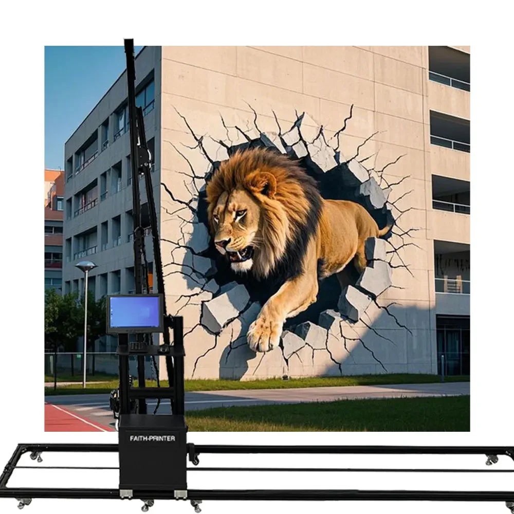 Wall Printer CMYK+W UV Ink Wall Printing Machine 3D Vertical Wall Printer Indoor Outdoor