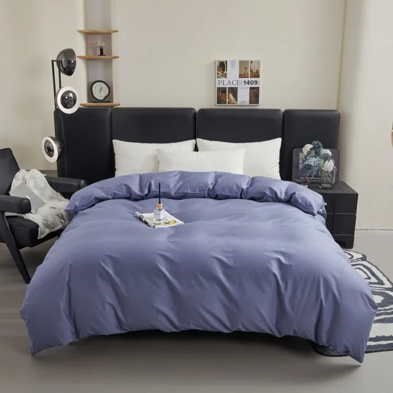 New 40S Twill 100% Cotton Solid Color Duvet Cover – Soft Breathable Bedding for All Seasons Single Piece
