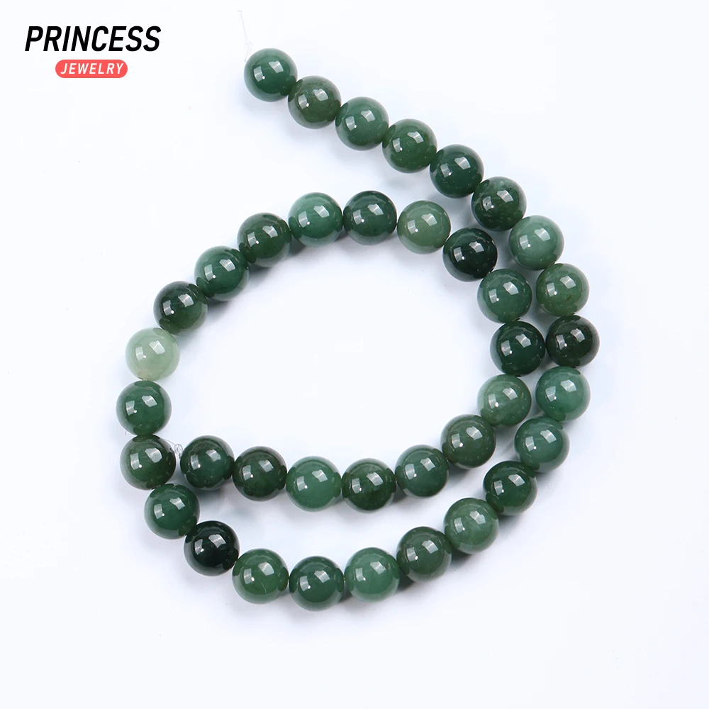 A ++ الطبيعية غواتيمالية الأخضر الجاديت اليشم 8-10 مللي متر أحجار كريمة مفكوكة الخرز لصنع المجوهرات سوار ذاتي الصنع خرز كريستالي #3