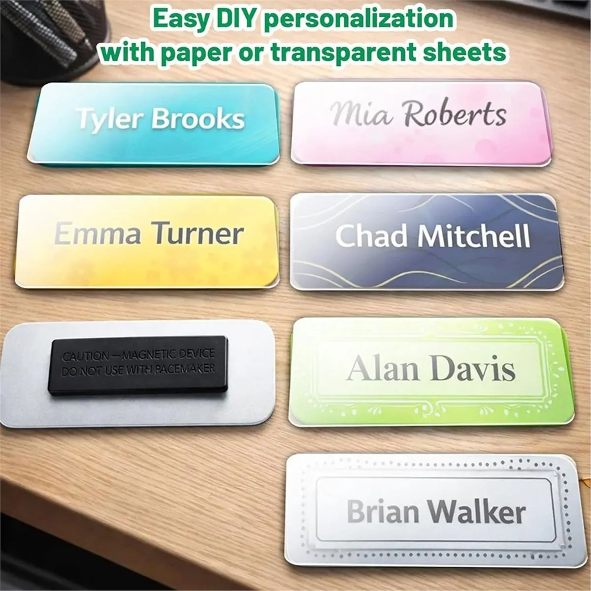 2026 New 10 Pack Magnetic Name Stamp Holder + Clear Acrylic Cover. Reusable Magnetic Tags for Hotels, Schools, Stores & .