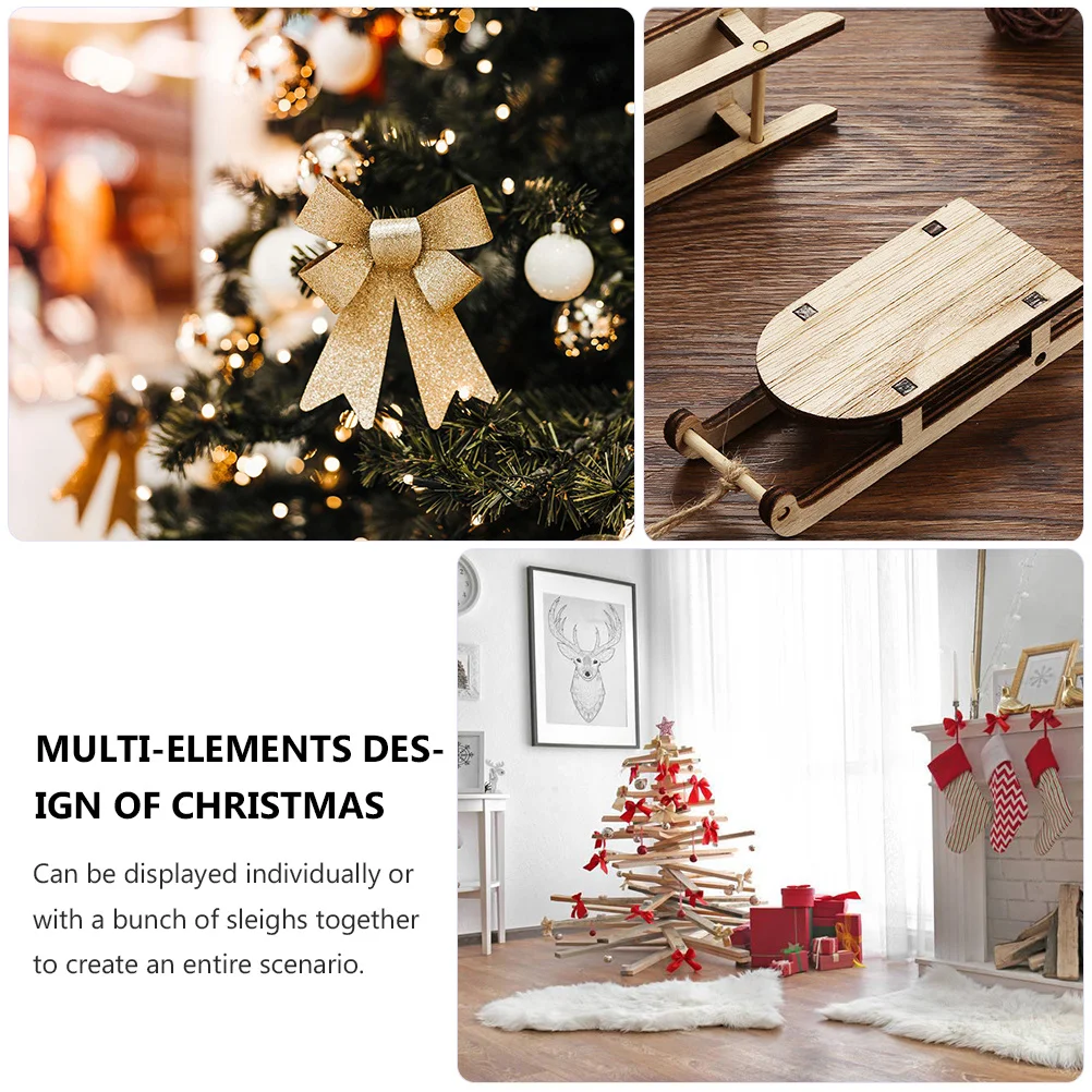 

5Pcs Miniature Wood Sleighs Wooden Christmas Ornaments Sleigh Decorations for Tabletop Holiday Parties Mini Sleigh