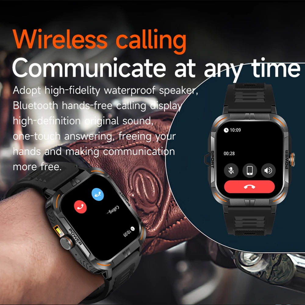 

Health Smartwatch Outdoor Flashlight Sport Smart Watch AMOLED Screen Compass Blue Tooth call Waterproof Calculator Music Playing