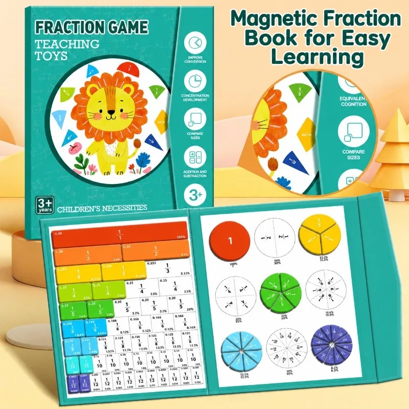 Magnetic Fraction Learning Disc Full‑Set 3rd‑Grade Math Teaching Aid Magnetic Addition Subtraction Demonstration Model Practical