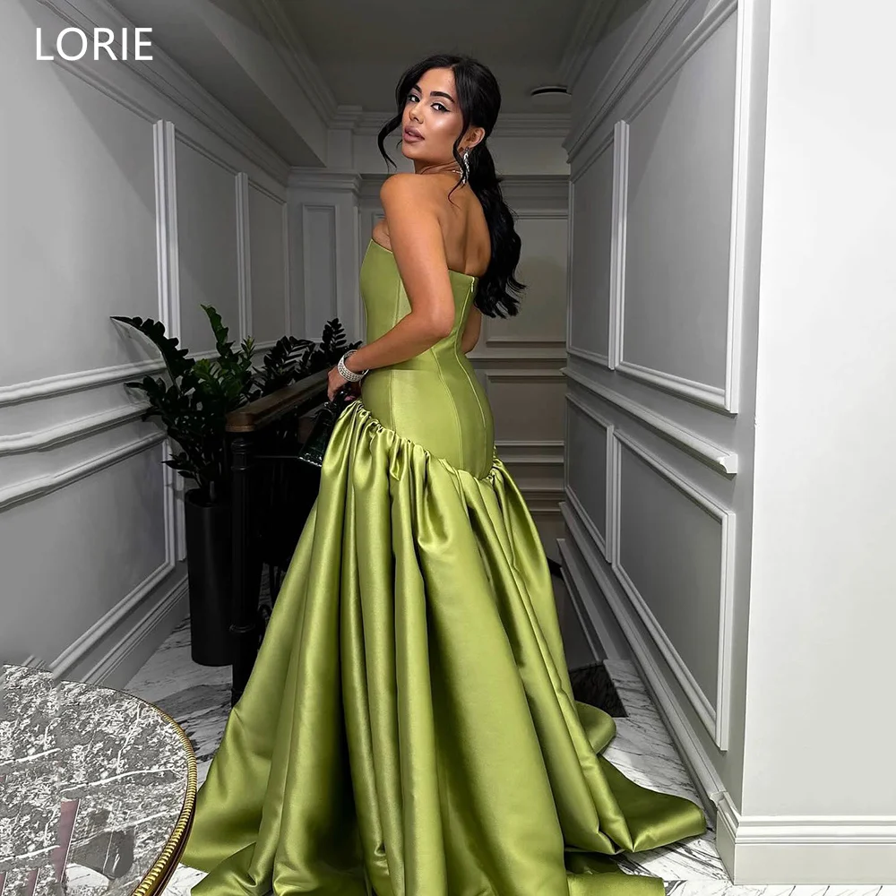 LORIE Elegant Satin Party Dresses Strapless Sleeveless A-Line Evening Prom Dress Draped Formal Occasions Prom Gown Customized