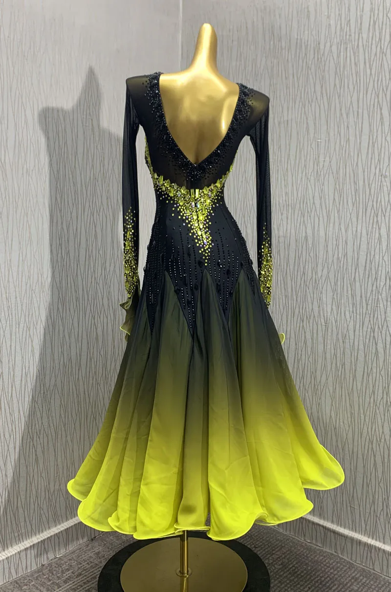 현대 드레스 볼룸 댄스 드레스 부드러운 볼룸 드레스 표준 볼룸 댄스 드레스 댄스 의상 긴 소매