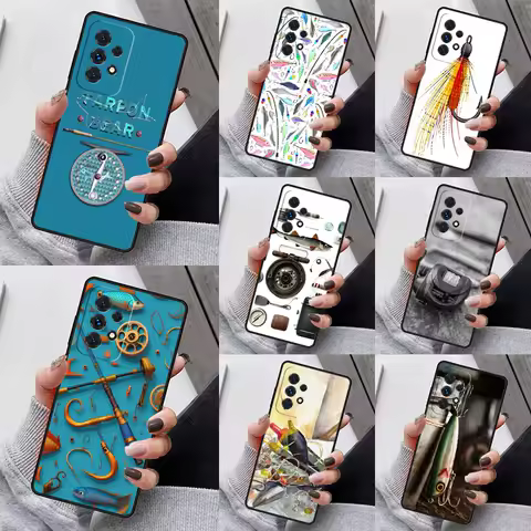 Fishing Gear Fish Phone Case For Samsung Galaxy S23 S21 S20 FE S24 S22 Ultra Note20 S10 S9 S8 Plus A40 A52 A12 A13 A53
