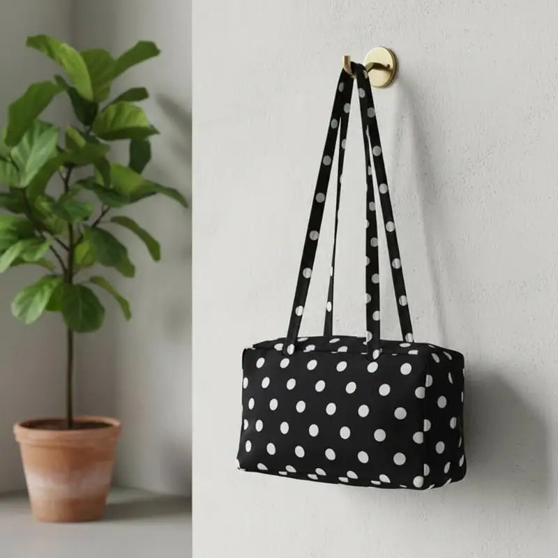 Eco-friendly Nylon Polka Dot Shoulder Bag Designer Striped Color-blocked Handbag for Women Daily Commute