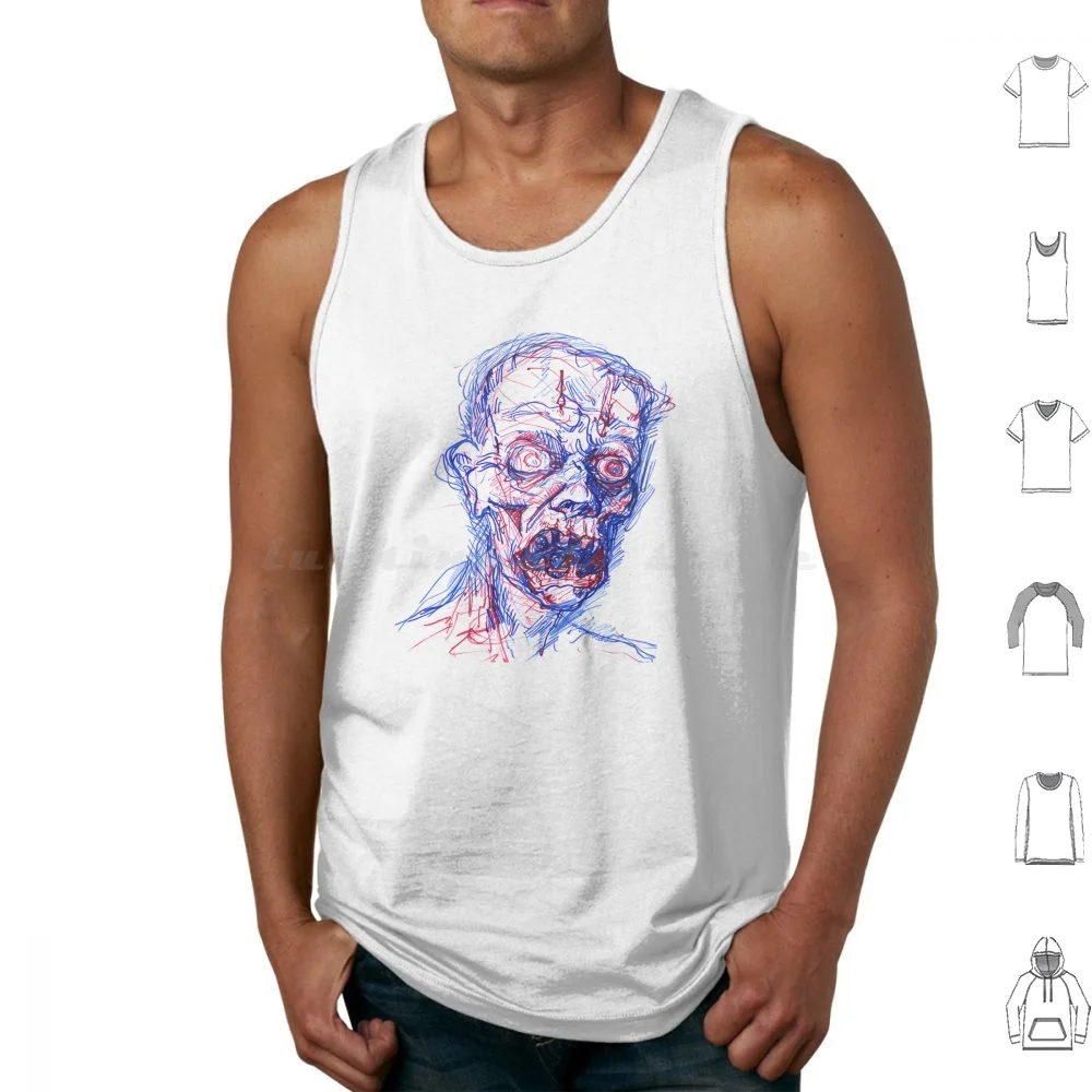 Zombie Doodle Tank Tops Print Cotton Zombie Doodle Childs Drawing Humor Horror Funny Nostalgia Artistic Cartoon Undead