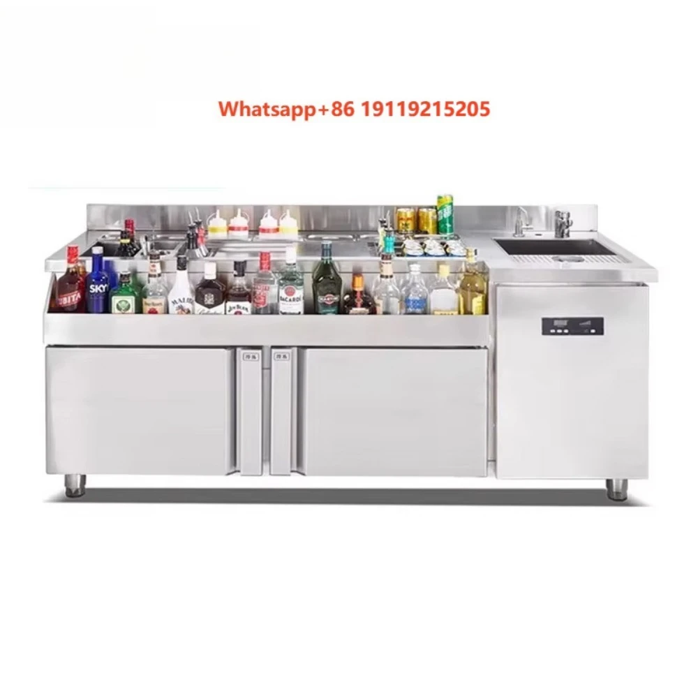 Multi Functional Cocktail Bar Counter With Classified Storage for Bar Tools Glassware and Bottles