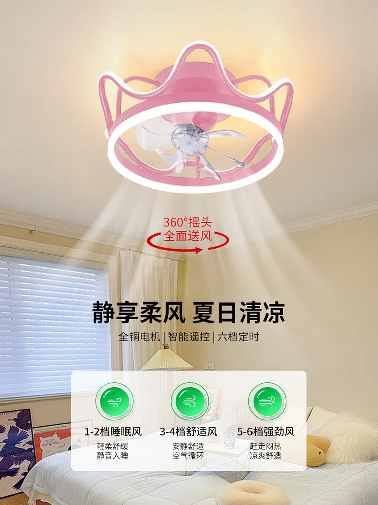 fan light, 2024 new children's room 6-speed DC variable frequency fan ceiling light