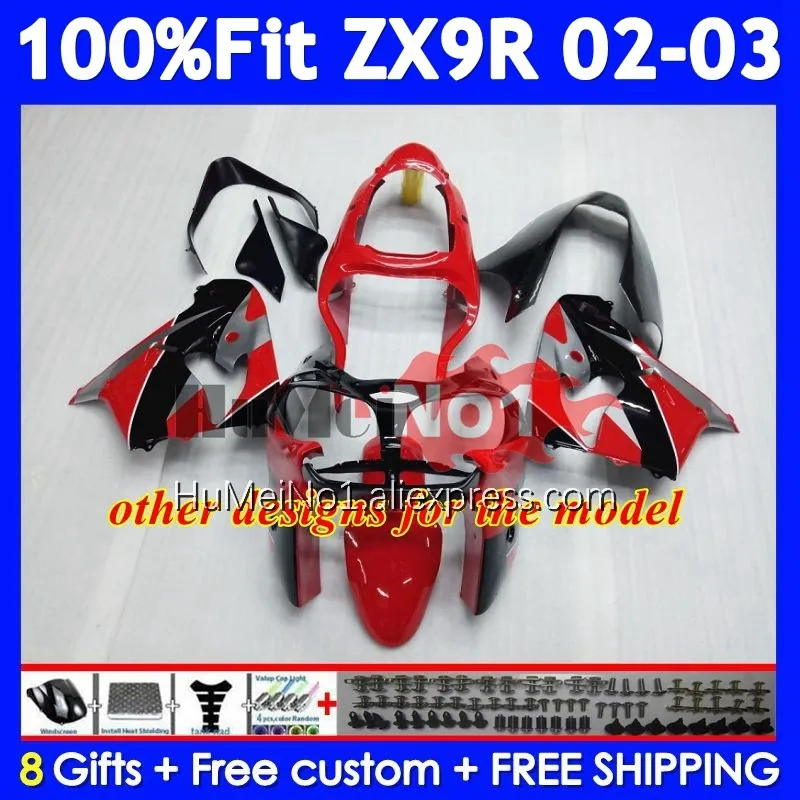 OEM Body For KAWASAKI NINJA ZX-9R ZX 9R 900 CC 9 R 215No.119 ZX900 ZX9 900CC ZX9R 02 03 Metallic Red 2002 2003 Injection Fairing