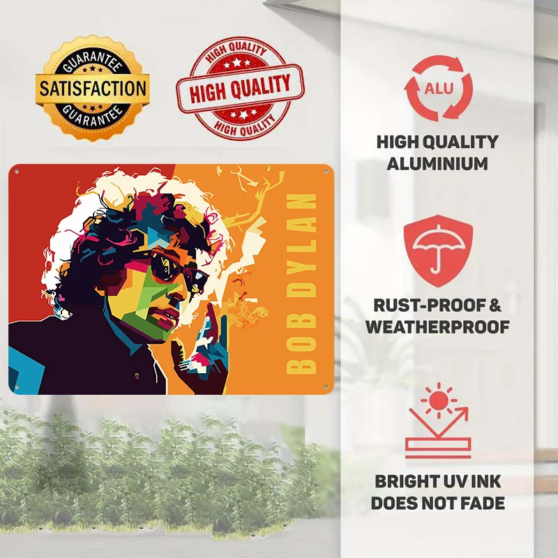 Bob Dylan Pop Art Portrait Metal Poster Perfect Gift for Fans Lovers Customized Wall Art Metal Sign for Decor Luxury Wand Deko