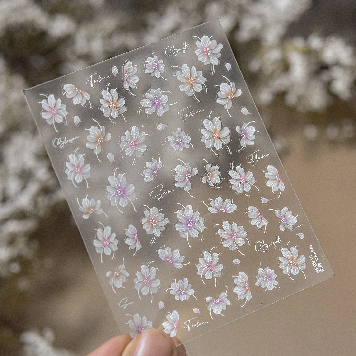 1 قطعة ملصقات الأظافر النمط الصيني مسمار الفن لوازم 5D زهرة مسمار الملحقات زهر الكرز لوتس ملصق أجزاء الأظافر #3