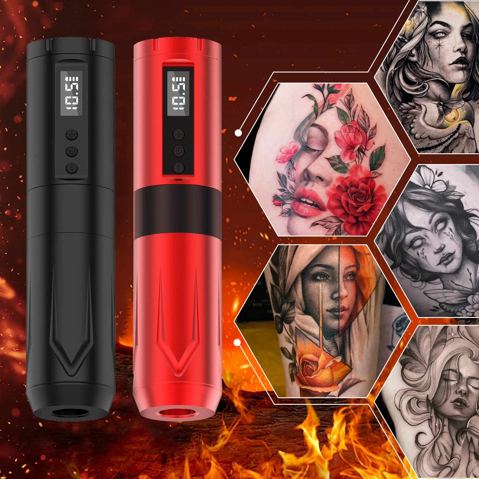 

Wireless Tattoo Machine with 1300mAh Battery LED Display Power Supply Permanent Makeup Machine Tattooing Equipment