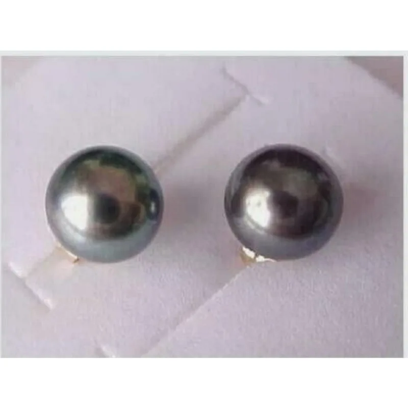 

Natural AAA + 10-11mm Black Tahitian Women's Pearl Earrings 14k