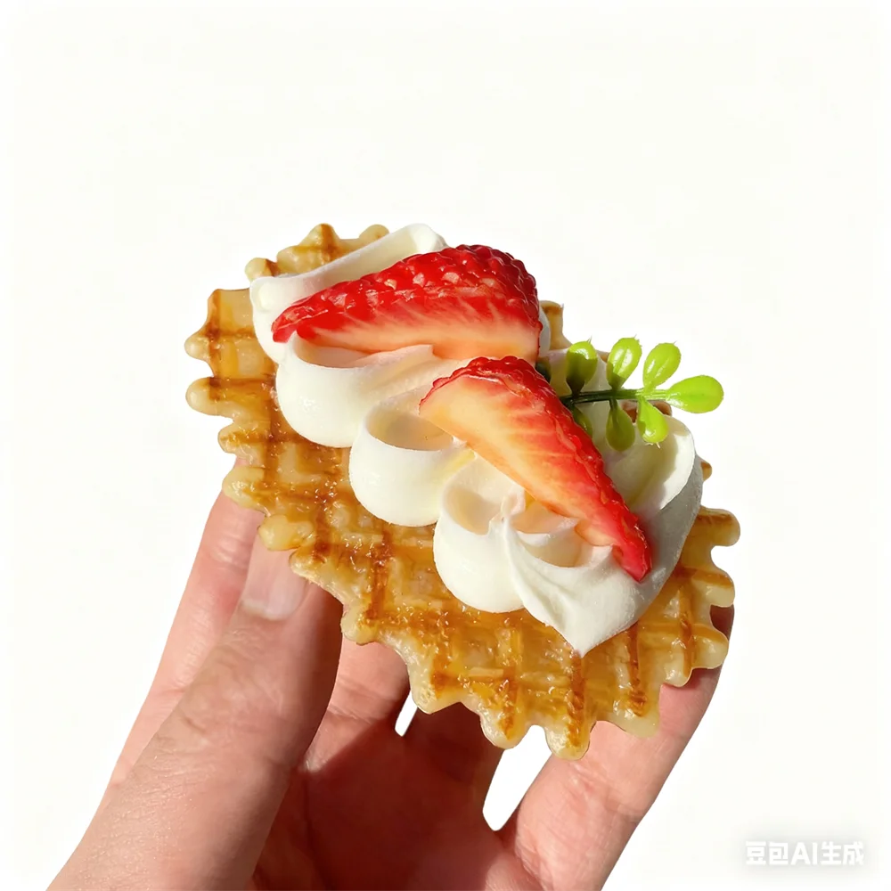 Galletas crujientes tipo gofre de 10cm con queso crema fresco y modelo de frutas mixtas, exhibición de fruta surtida, regalo de aperitivos Parfait