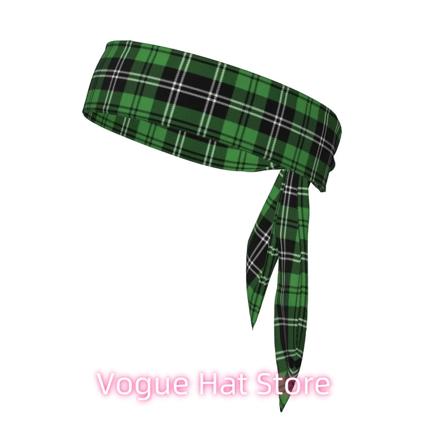 

Men Women St patricks day green plaid tartan (7) Sports Hair Band Bandana Sports Headbands Adjustable Non Slip Hairband for Yog