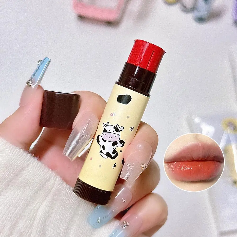 Bálsamo labial de vaca lindo, hidratante de larga duración, nutre la línea, cuidado del envejecimiento de los labios, lápiz labial antisecado, antihidratación, Redu Y2q1