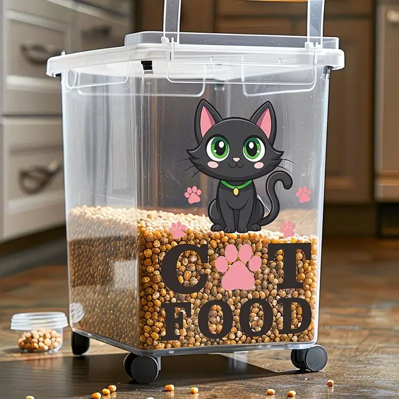 Cute Dog Food Storage Can Sticker Cat Food Container Surface Stickers Home Storage Decorative Stickers Self-Adhesive Removable