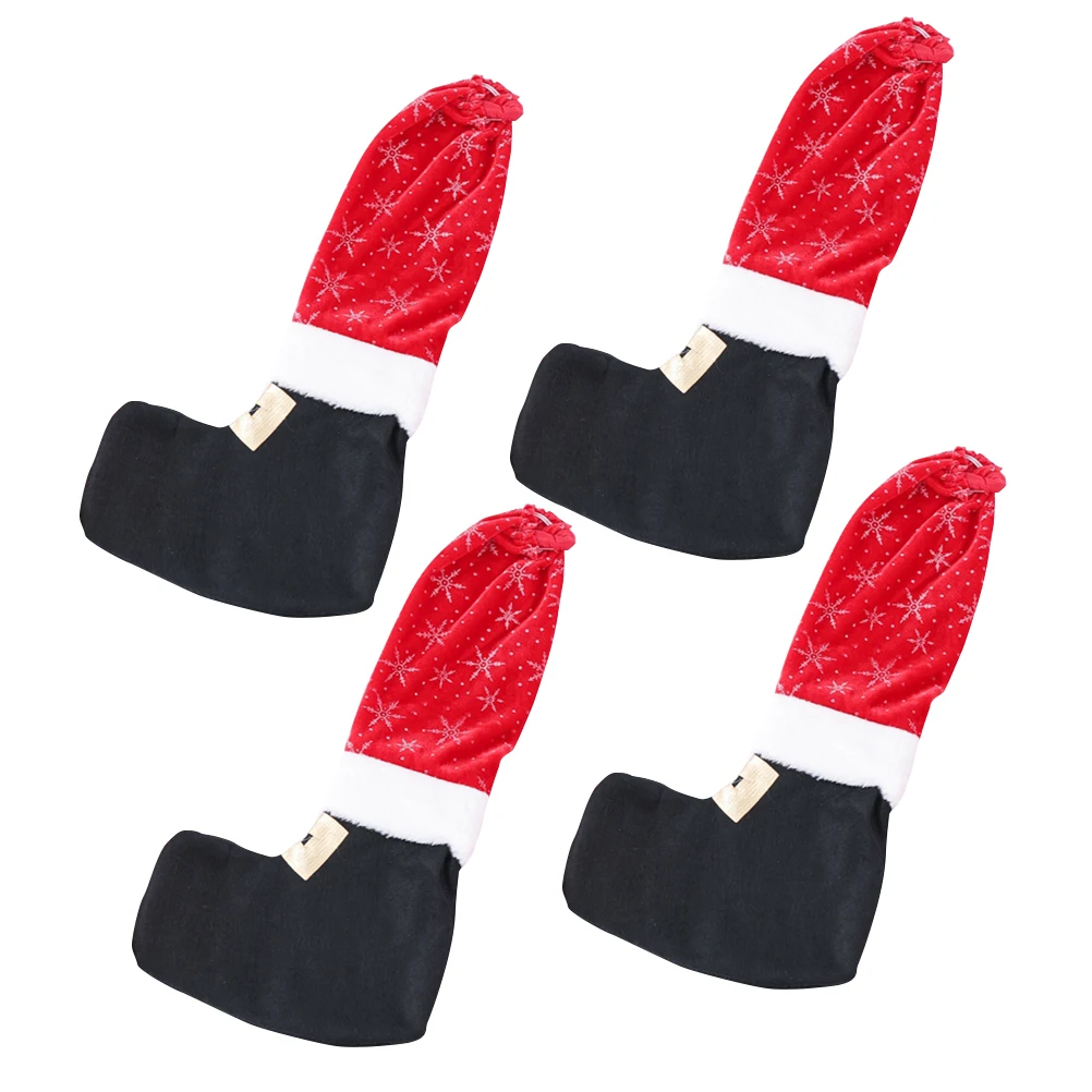 

4 Pcs Snowflake Table Foot Cover Leg Socks Chair Covers Protectors Floor for Furniture Legs Christmas Tree