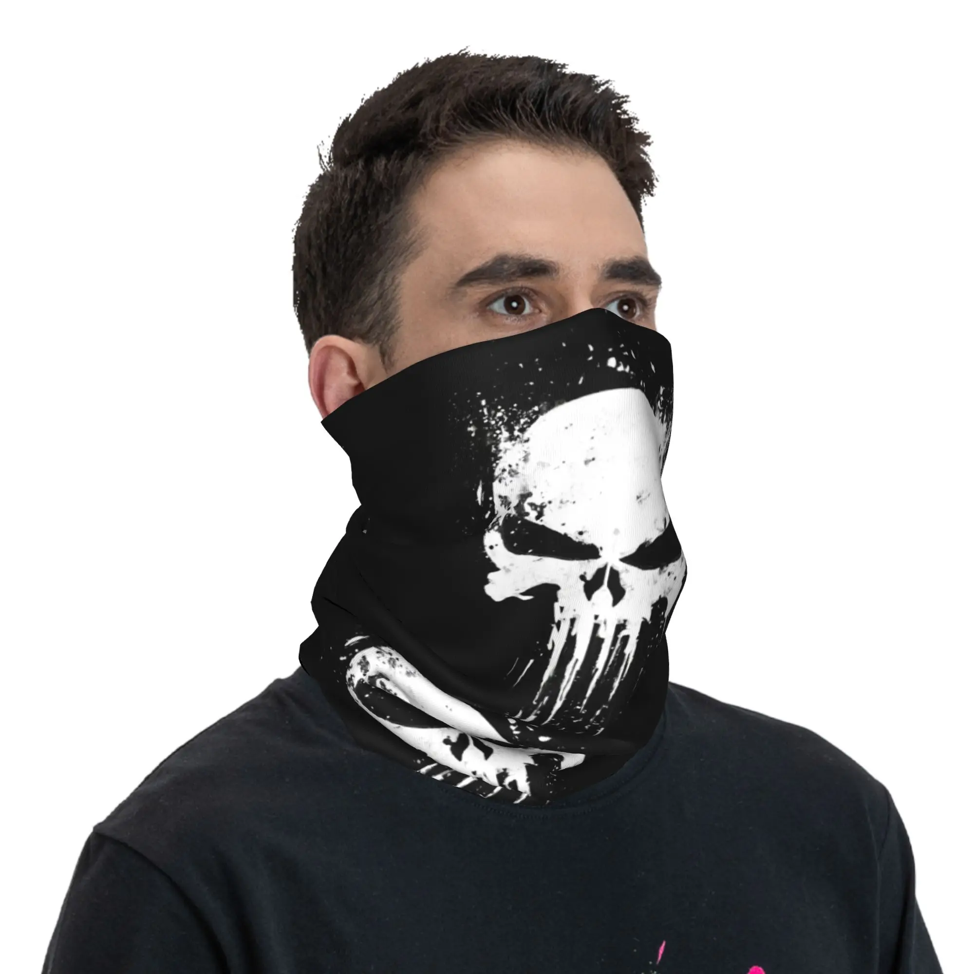 Custom Skeleton Skull Bandana Winter Neck Warmer Women Windproof Wrap Face Scarf for Ski Heavy Metal Gaiter Headband view 5