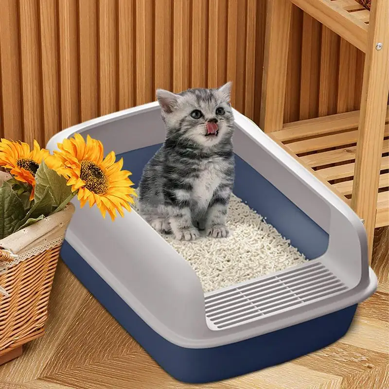 High Side Litter Boxes For Cats Extra Large Open Top High Wall Cat Litter Box With Scooper Cat Litter Boxes For Easy Cleaning