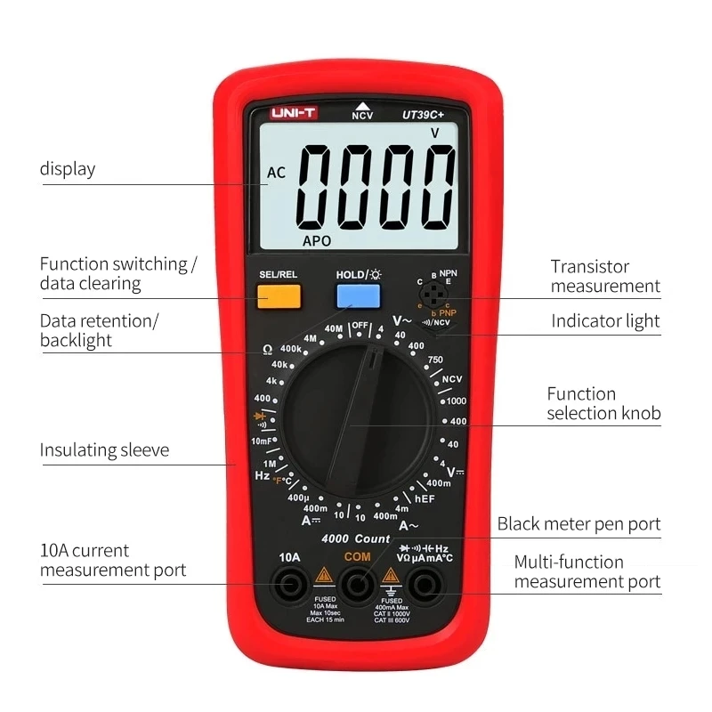 UNI-T UT39A + UT39C + UT39E + Plus multimetro amperometro digitale voltmetro AC/DC corrente professionale elettricista Tester Multi Meter