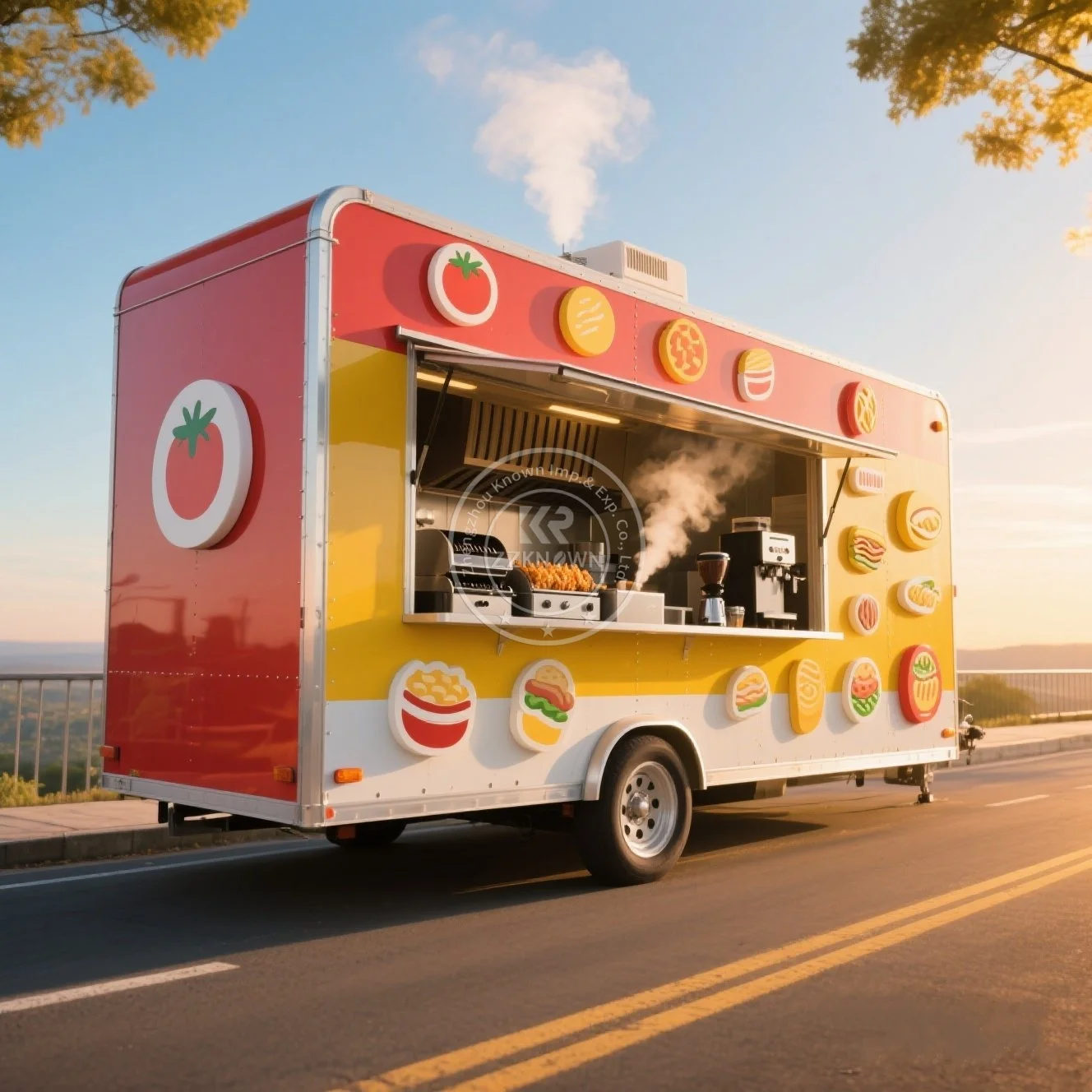 2025 Trailer de fast food personalizado com cozinha completa, cachorro-quente, taco, concissão, catering, trailer, caminhão de comida